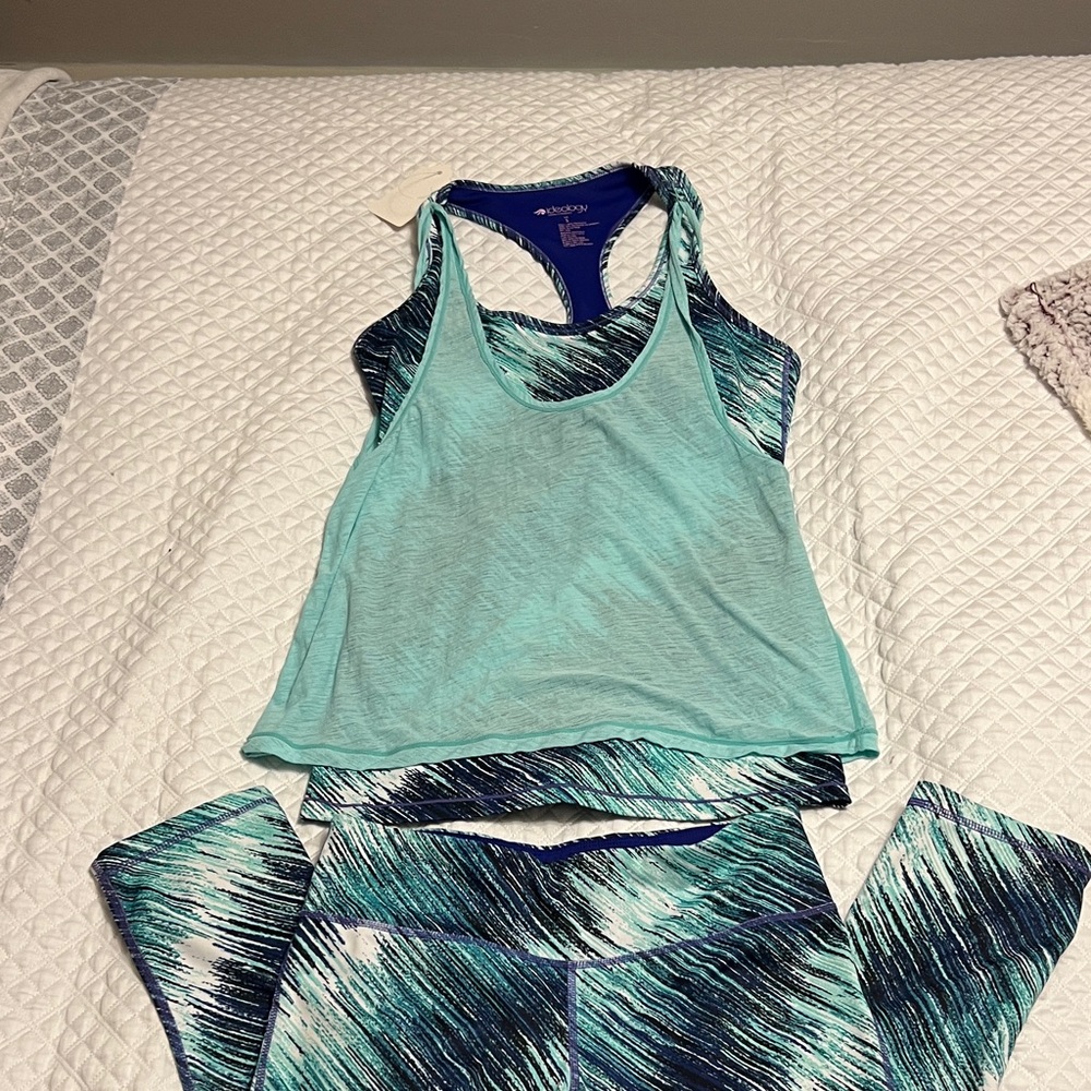 Ideology Blue and White Activewear Set